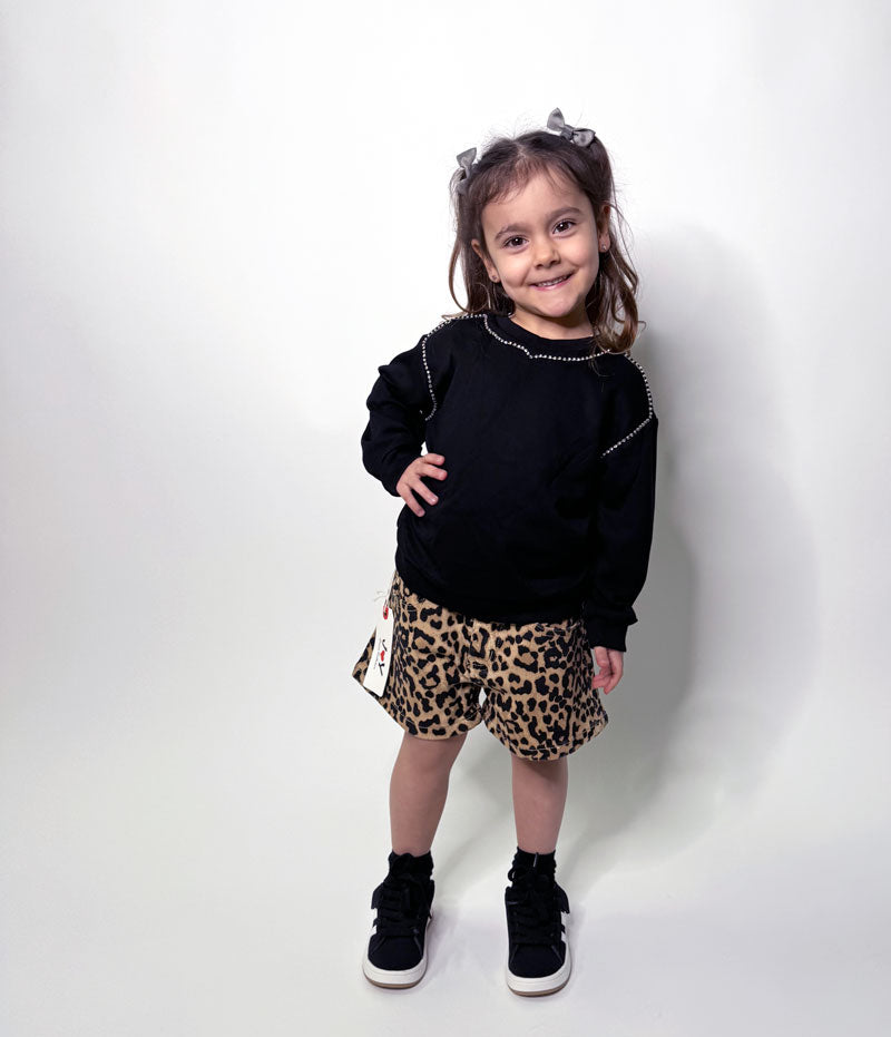 Felpa Bambina Strass nera