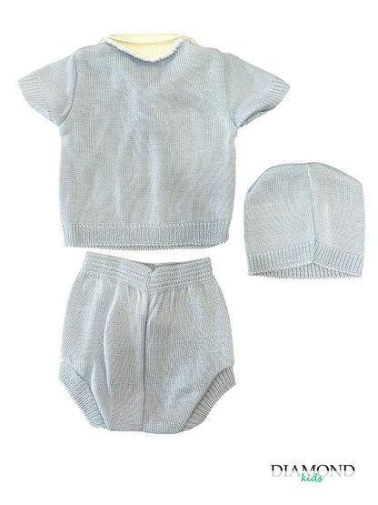 Completo Neonato Filo Polo celeste