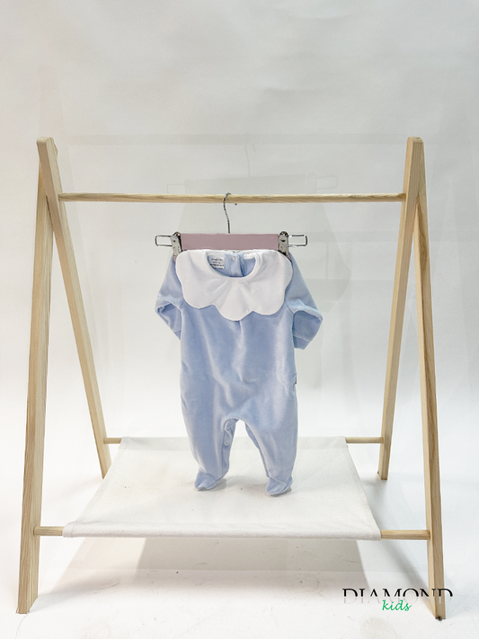 Tutina Neonato ciniglia azzurra