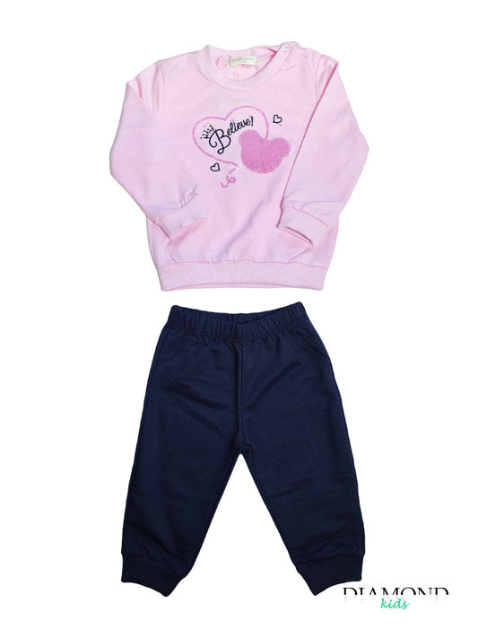 Completo Neonata Believe rosa blu