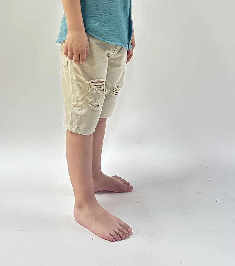 Bermuda Bambino beige strappo