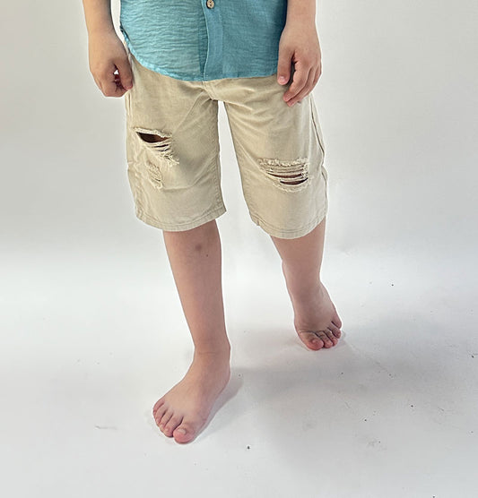 Bermuda Bambino beige strappo