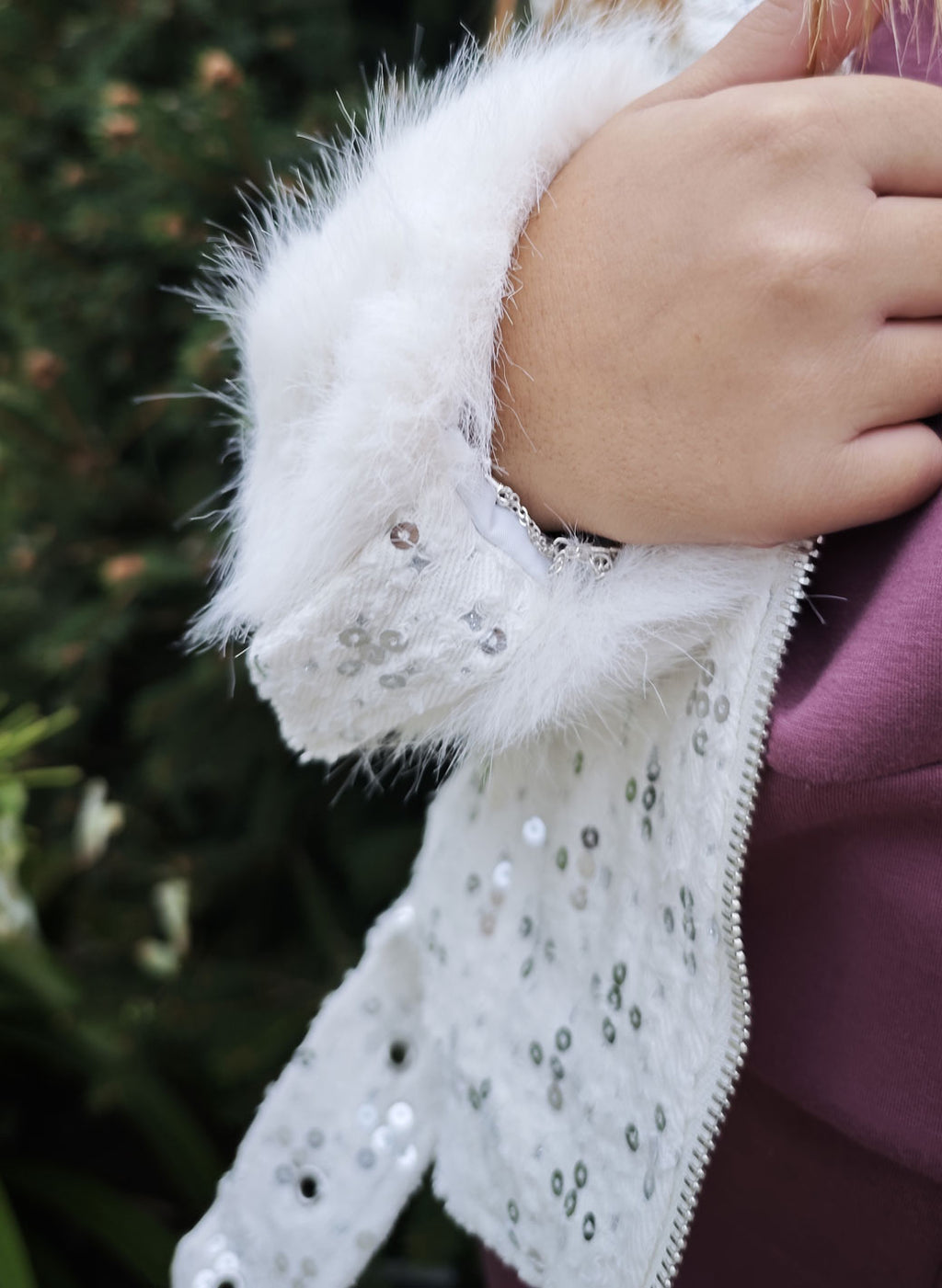 Ecopelliccia Bambina chiodo bianca