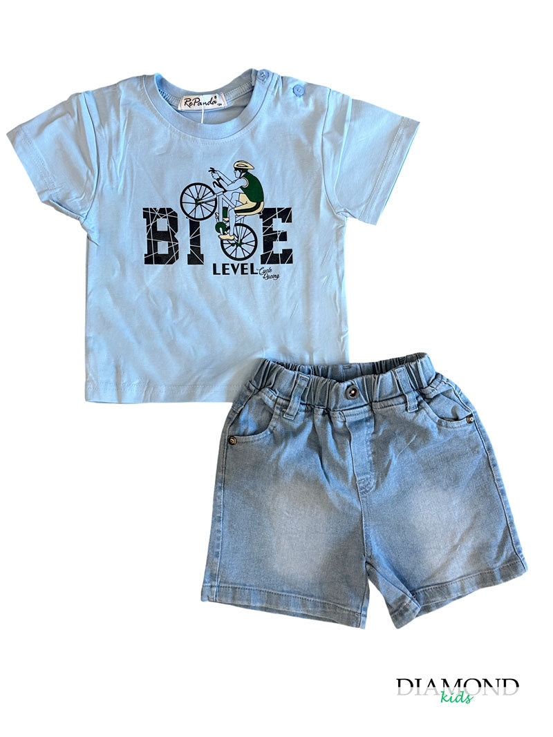 Completo Neonato Bike azzurro