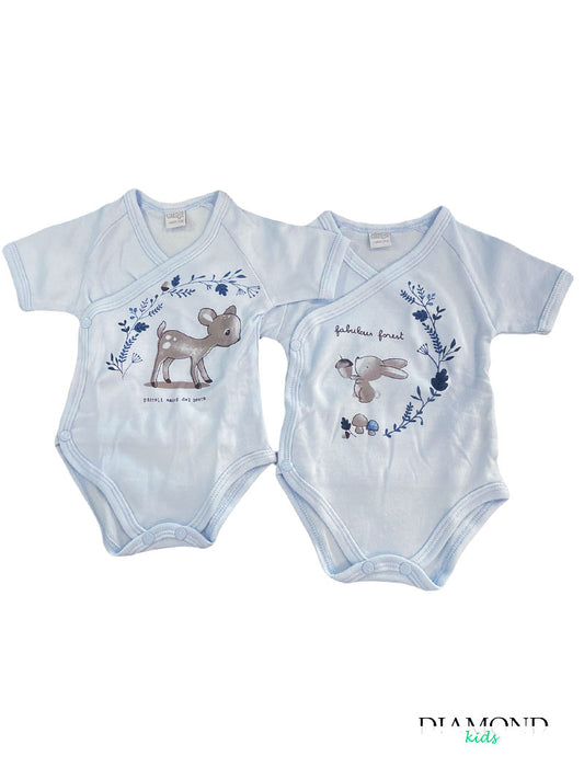 Coppia body Neonato Bambi azzurro