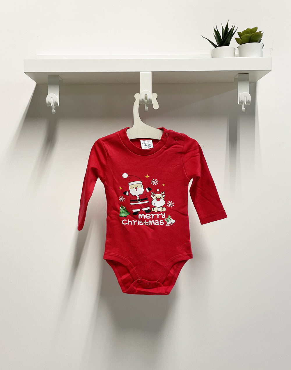 Red Christmas Baby Bodysuit Long Sleeve.