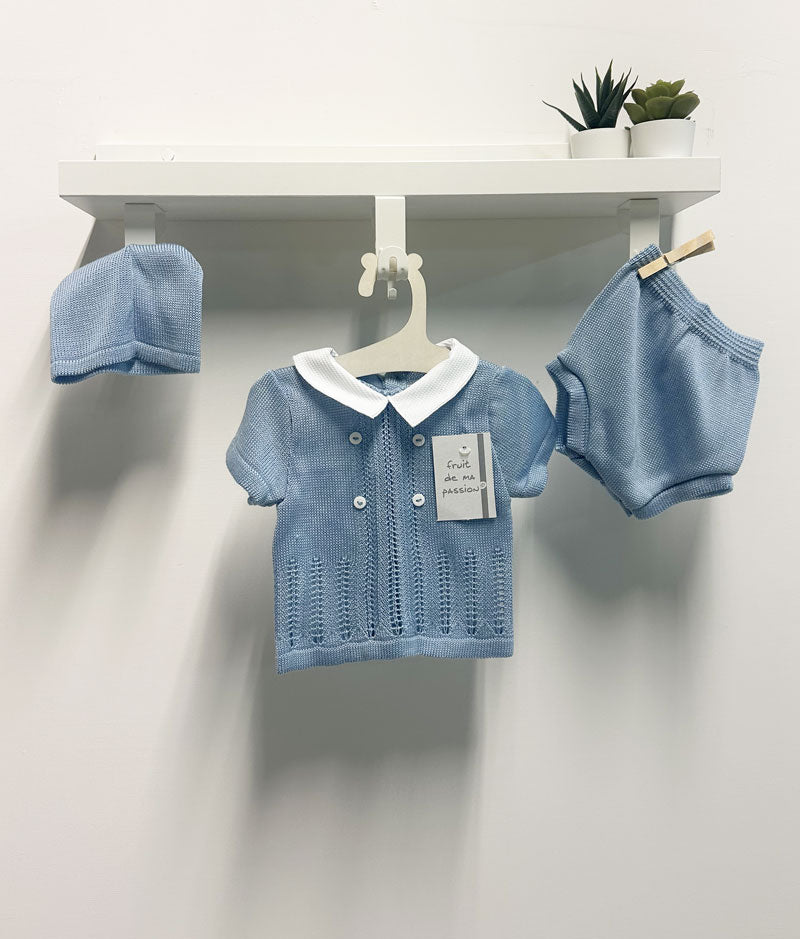 Completo Neonato Filo Bottoncini azzurro