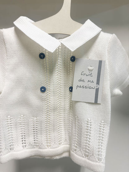 Completo Neonato Filo Bottoncini bianco