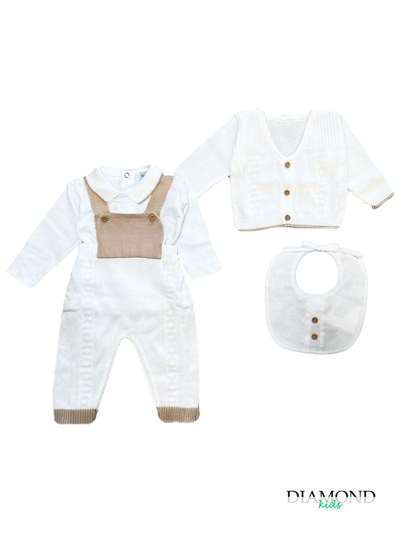 Corredino Neonato Unisex Salopette bianco beige