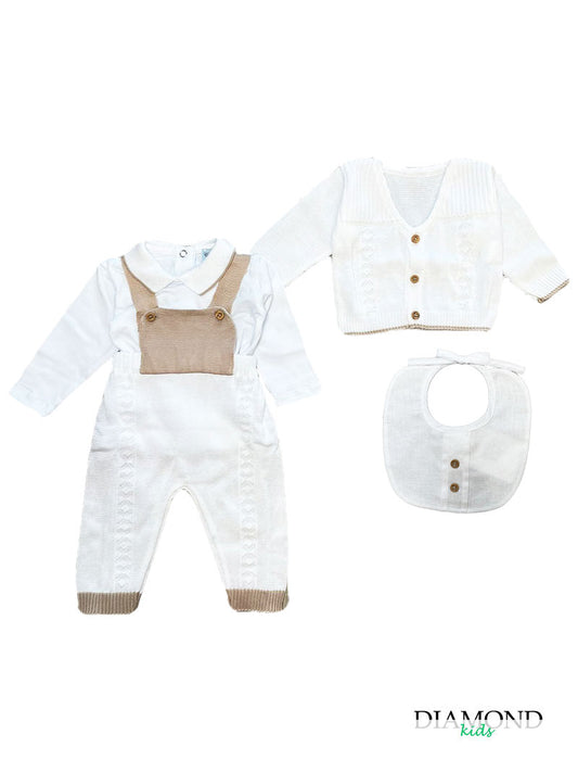 Corredino Neonato Unisex Salopette bianco beige