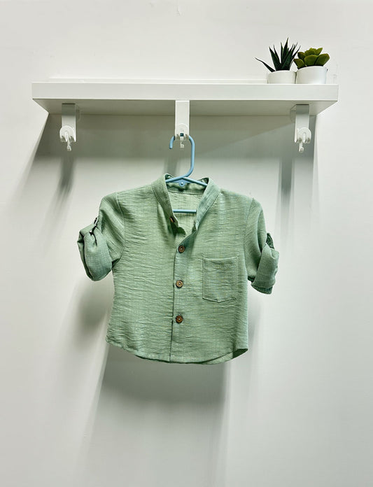 Camicia Neonato verde salvia