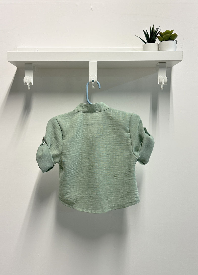 Camicia Neonato verde salvia