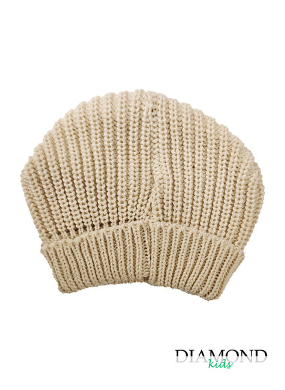 Cappellino Neonata fiocco fiori beige