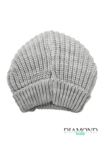 Cappellino Neonata fiocco fiori grigio