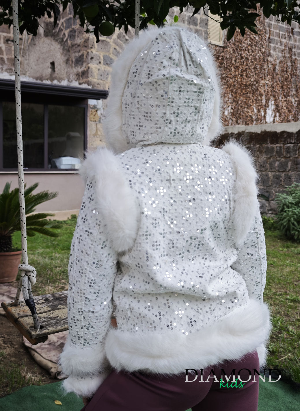 Ecopelliccia Bambina Cappuccio bianca