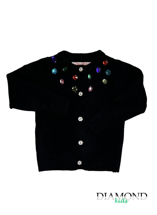 Cardigan Bambina Strass nero