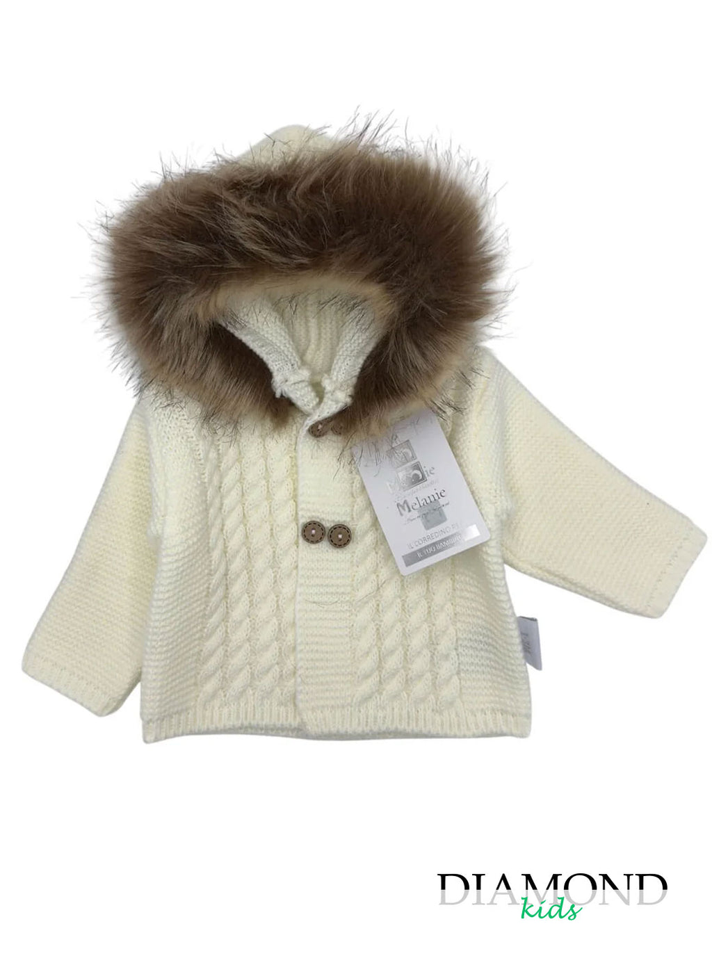 Cappotto Neonato giacchino pelliccia panna