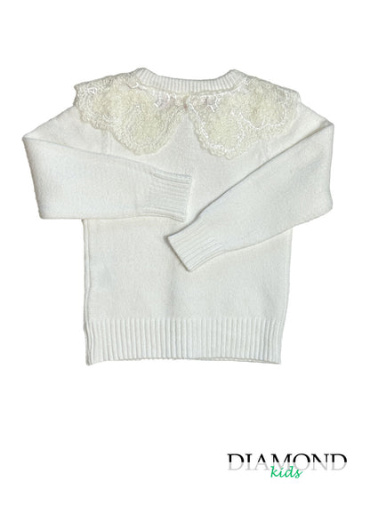 Cardigan Bambina Pizzo merletto bianco