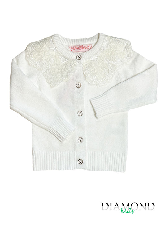 Cardigan Bambina Pizzo merletto bianco