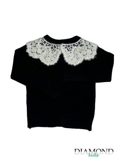 Cardigan Bambina Pizzo merletto nero