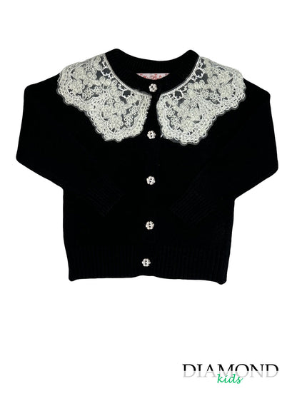 Cardigan Bambina Pizzo merletto nero