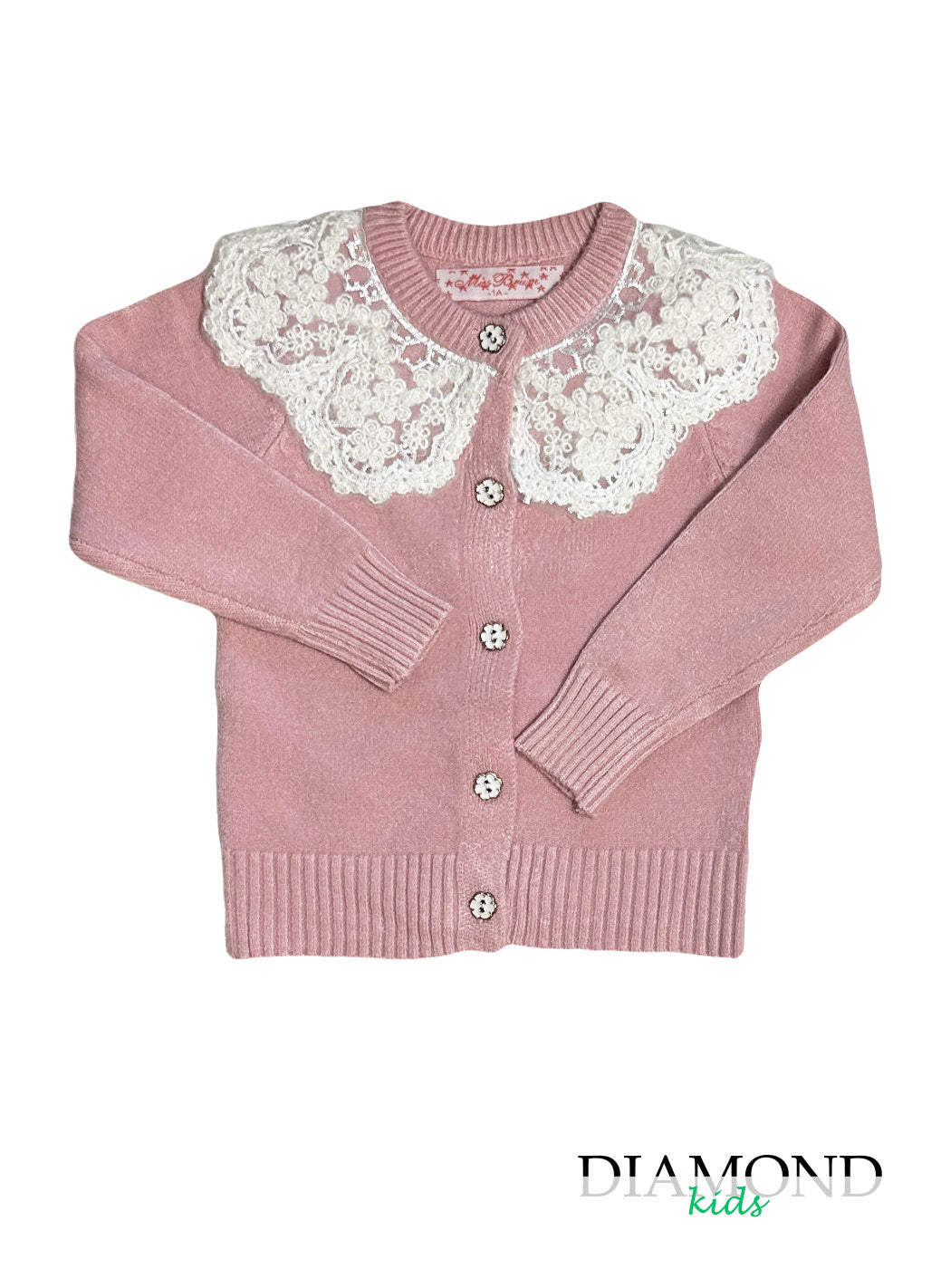 Cardigan Bambina Pizzo merletto rosa