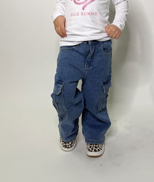 Jeans Neonata blu zampa cargo