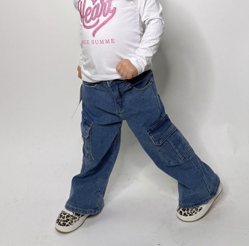 Jeans Neonata blu zampa cargo