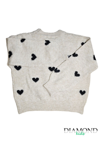 Maglioncino Bambina Cuori beige