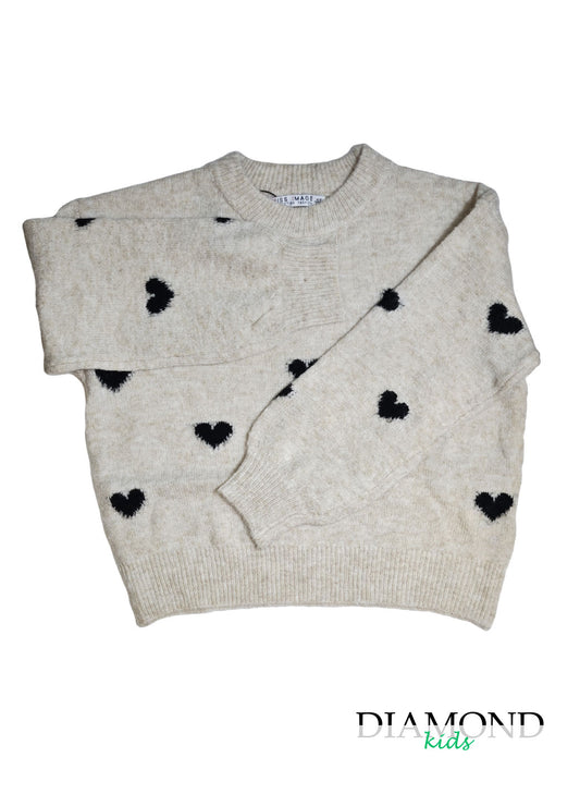 Maglioncino Bambina Cuori beige