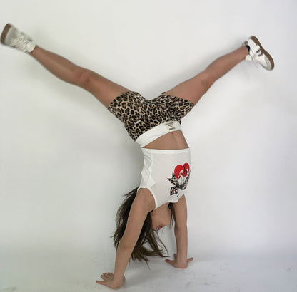 Completo Bambina Cherry Leopard bianco animalier