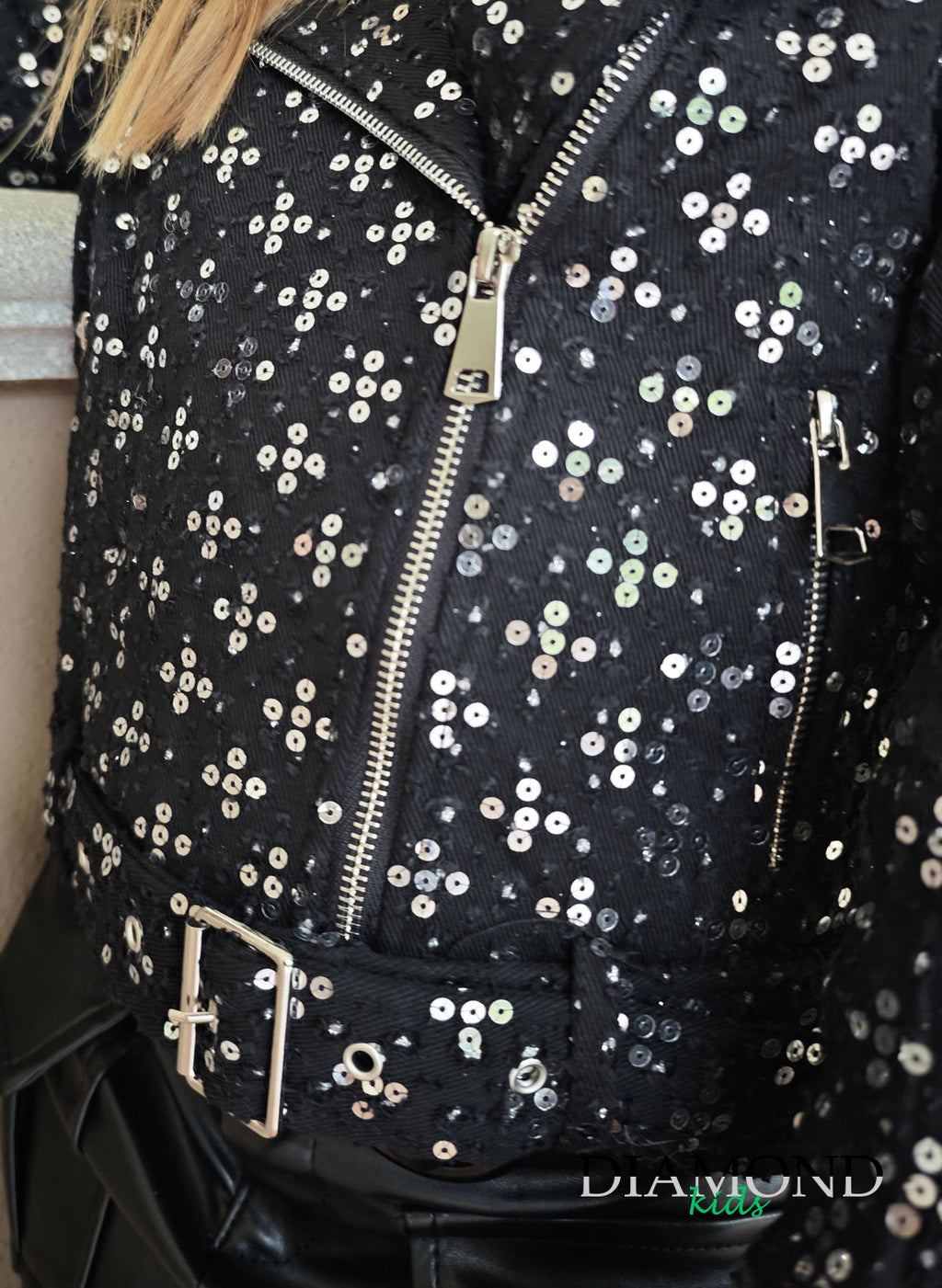 Ecopelliccia Bambina chiodo nera