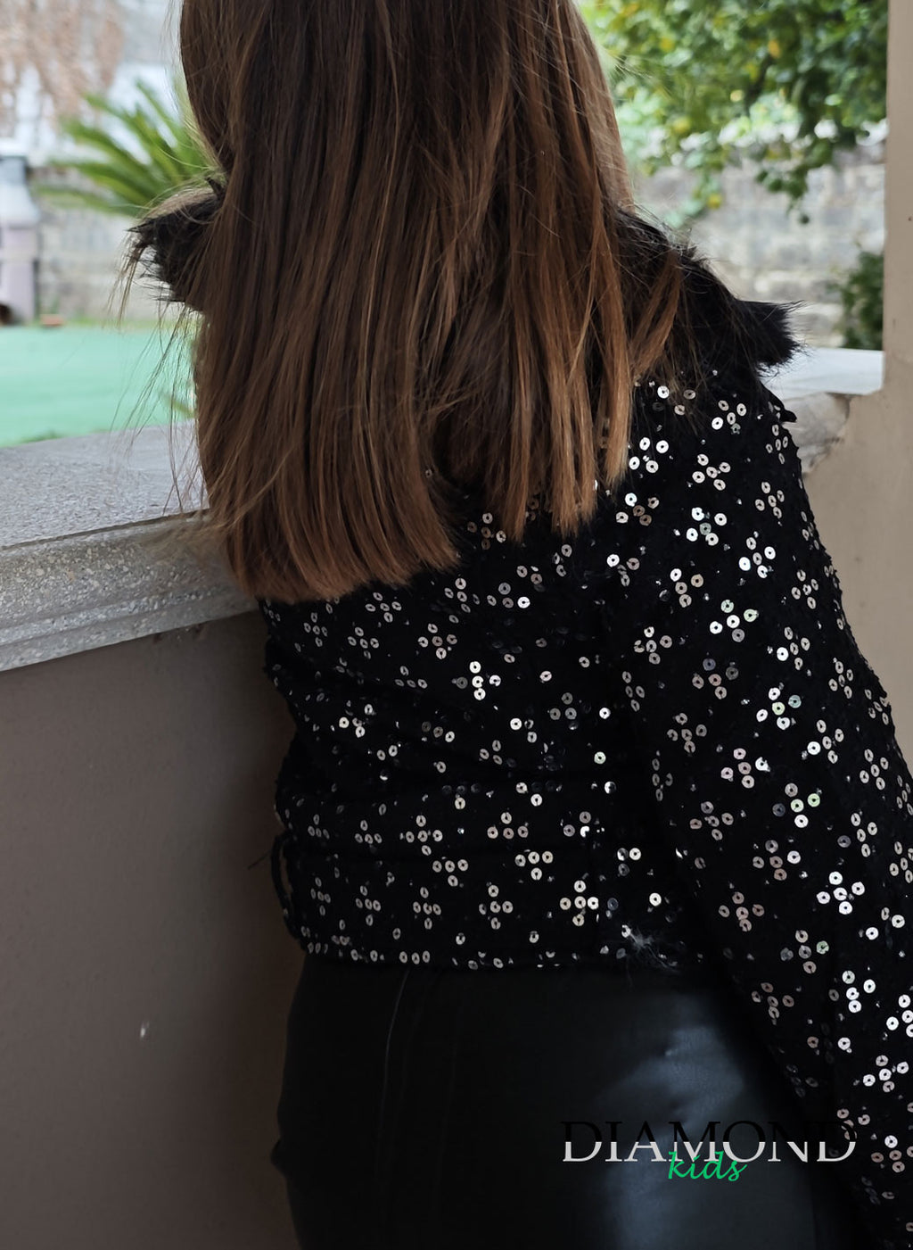 Ecopelliccia Bambina chiodo nera