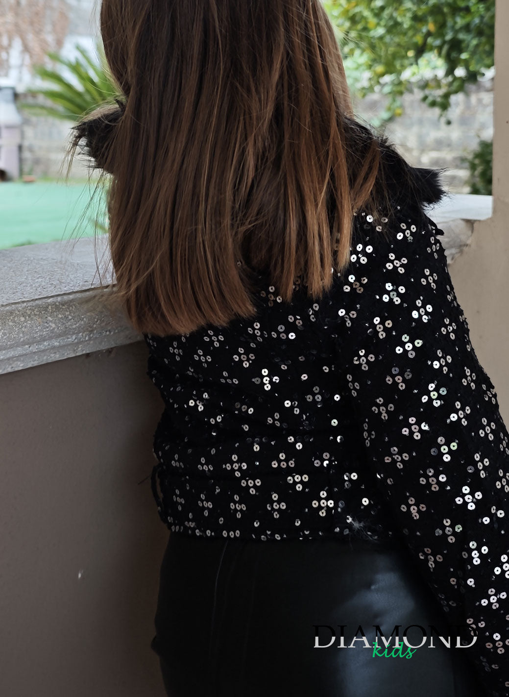 Ecopelliccia Bambina chiodo nera