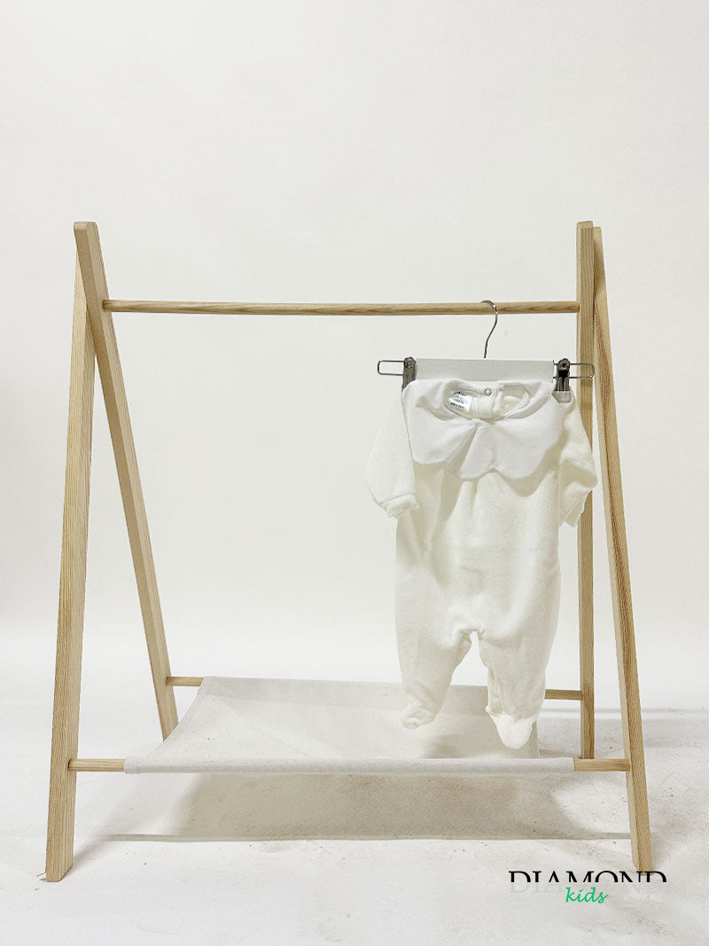 Tutina Neonato ciniglia bianco latte