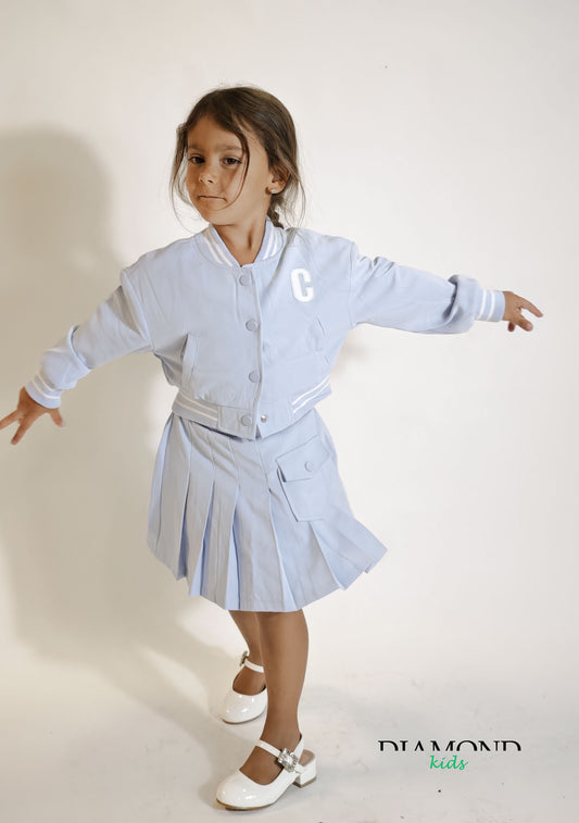 Completo Bambina College celeste chiaro