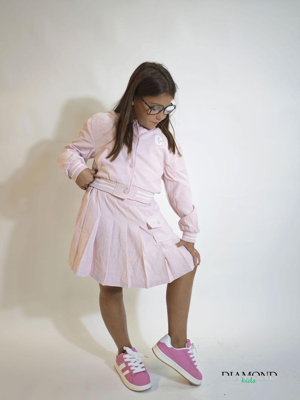 Completo Bambina College rosa chiaro