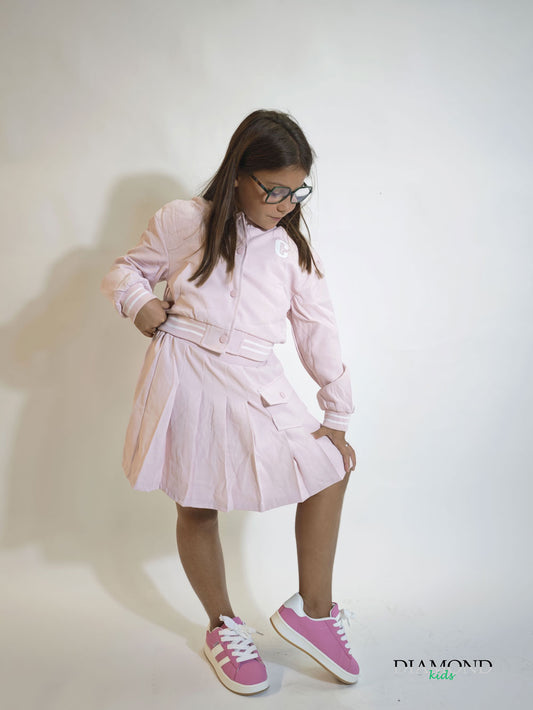 Completo Bambina College rosa chiaro