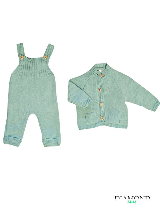 Completo Neonato MyBabyChic Cardigan verde menta