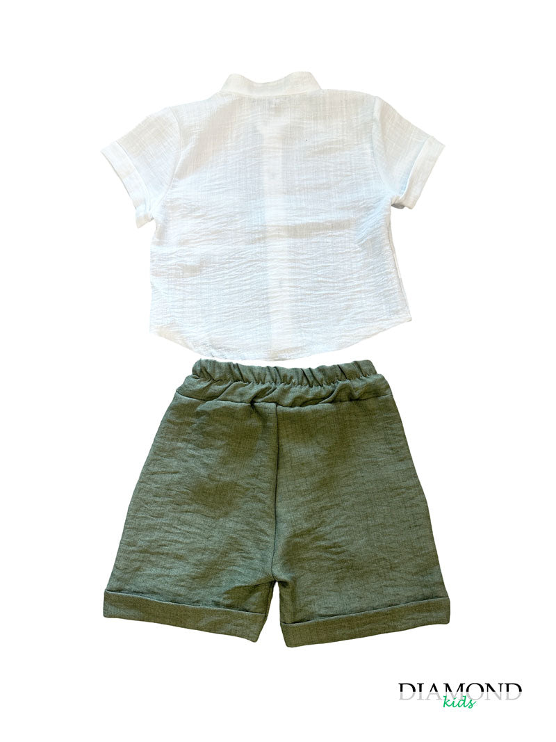 Completo Neonato Line Shirt verde salvia