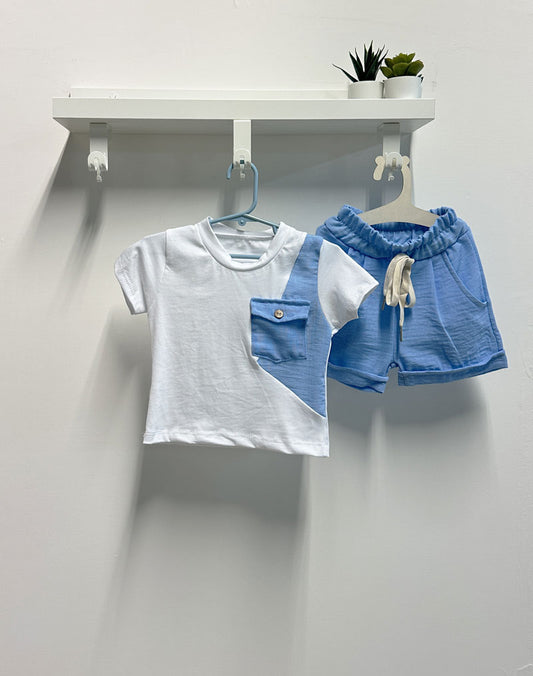 Completo Neonato Line azzurro
