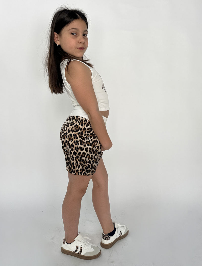Completo Bambina Cherry Leopard bianco animalier