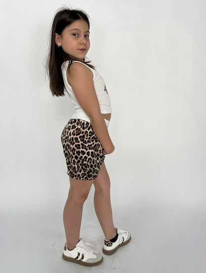 Completo Bambina Cherry Leopard bianco animalier