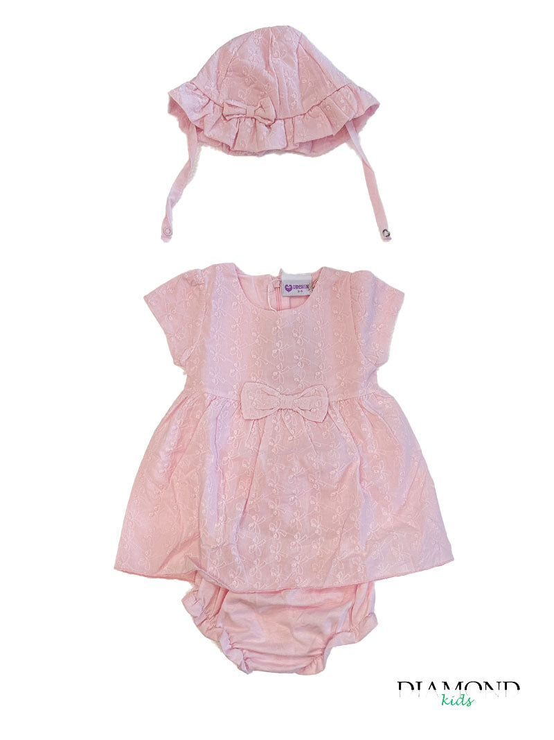 Completo Neonata Bon ton rosa ricamo