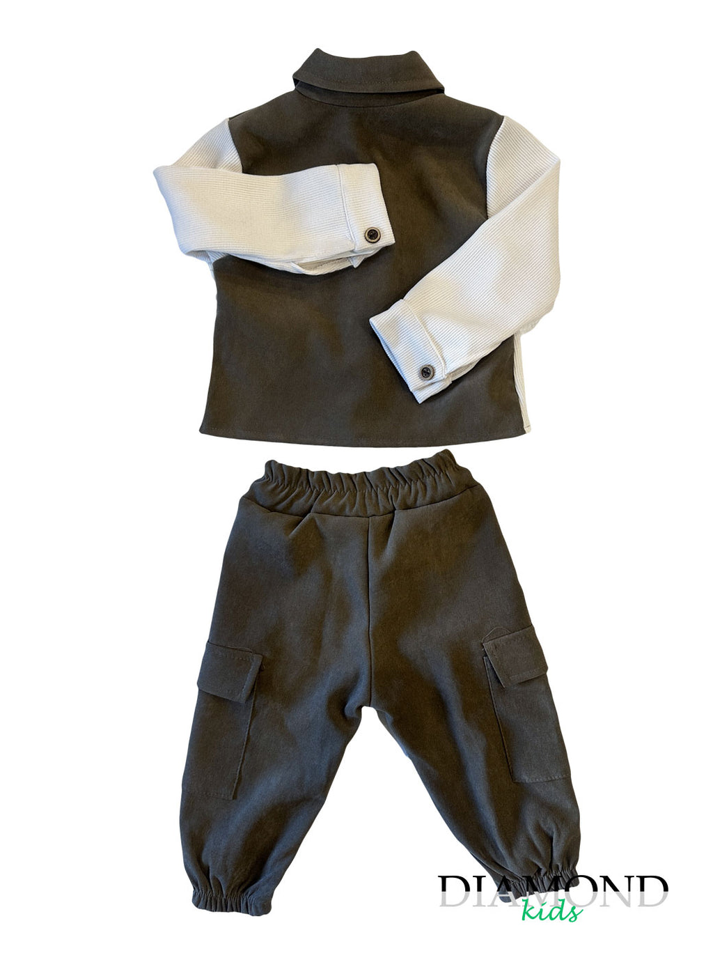 Completo Neonato Velvet panna e marrone