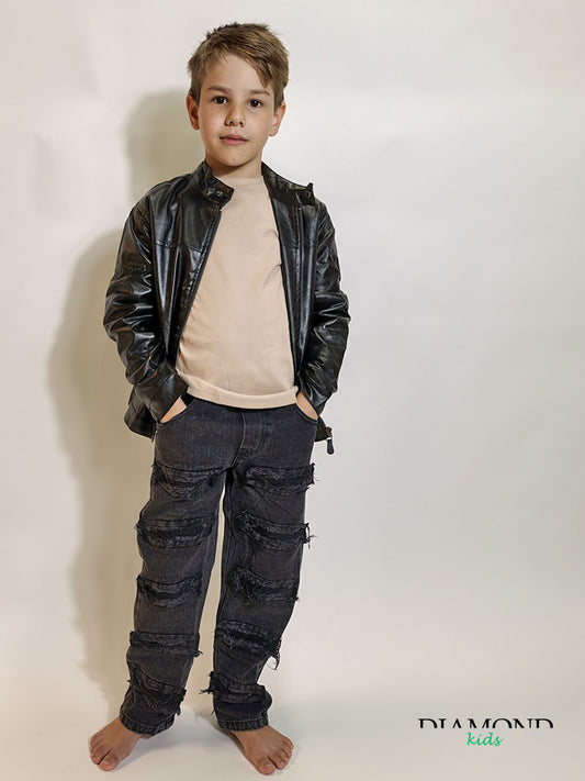Completo Bambino Fonzie nero e beige
