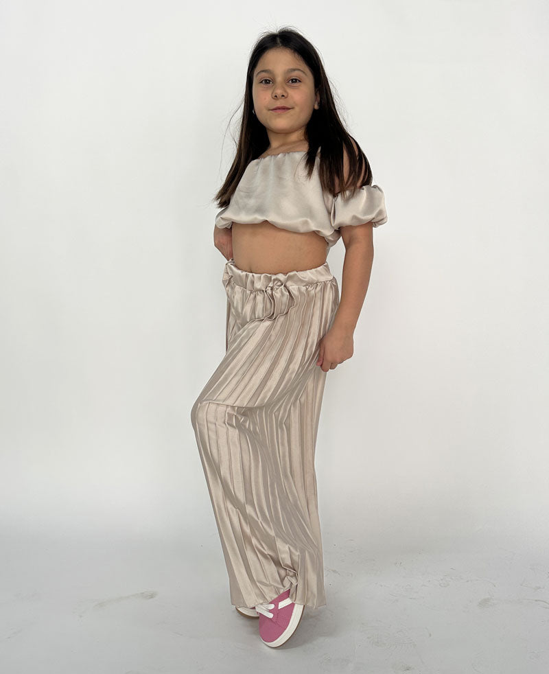 Completo Bambina Plissè beige