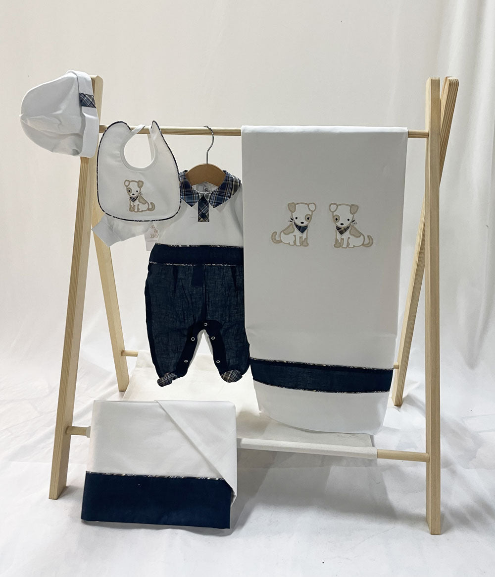 Newborn Dog Layette Tender and Beautiful Blue and White