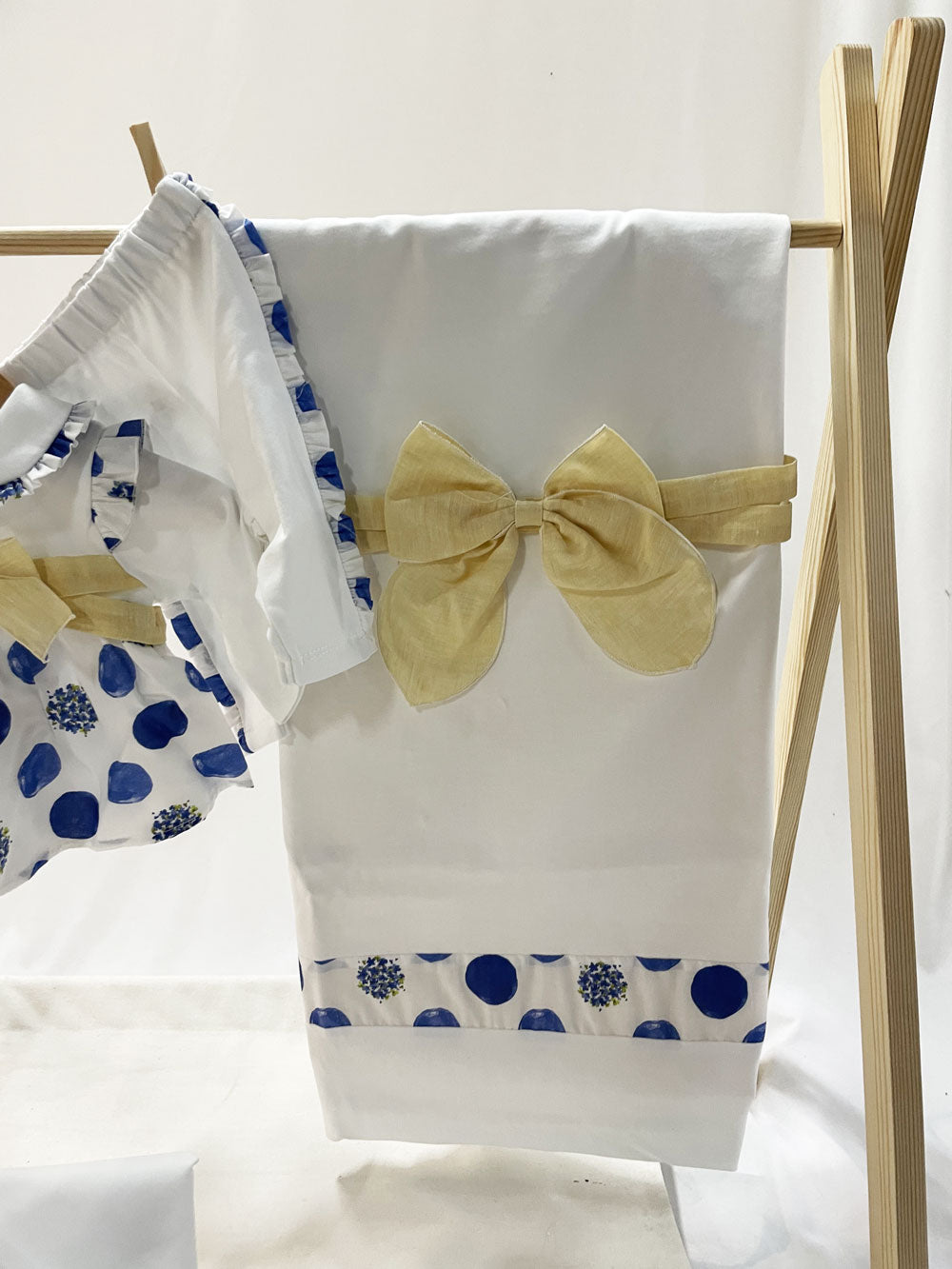 Baby Girl Layette Tender and Beautiful Polka Dots Blue and White