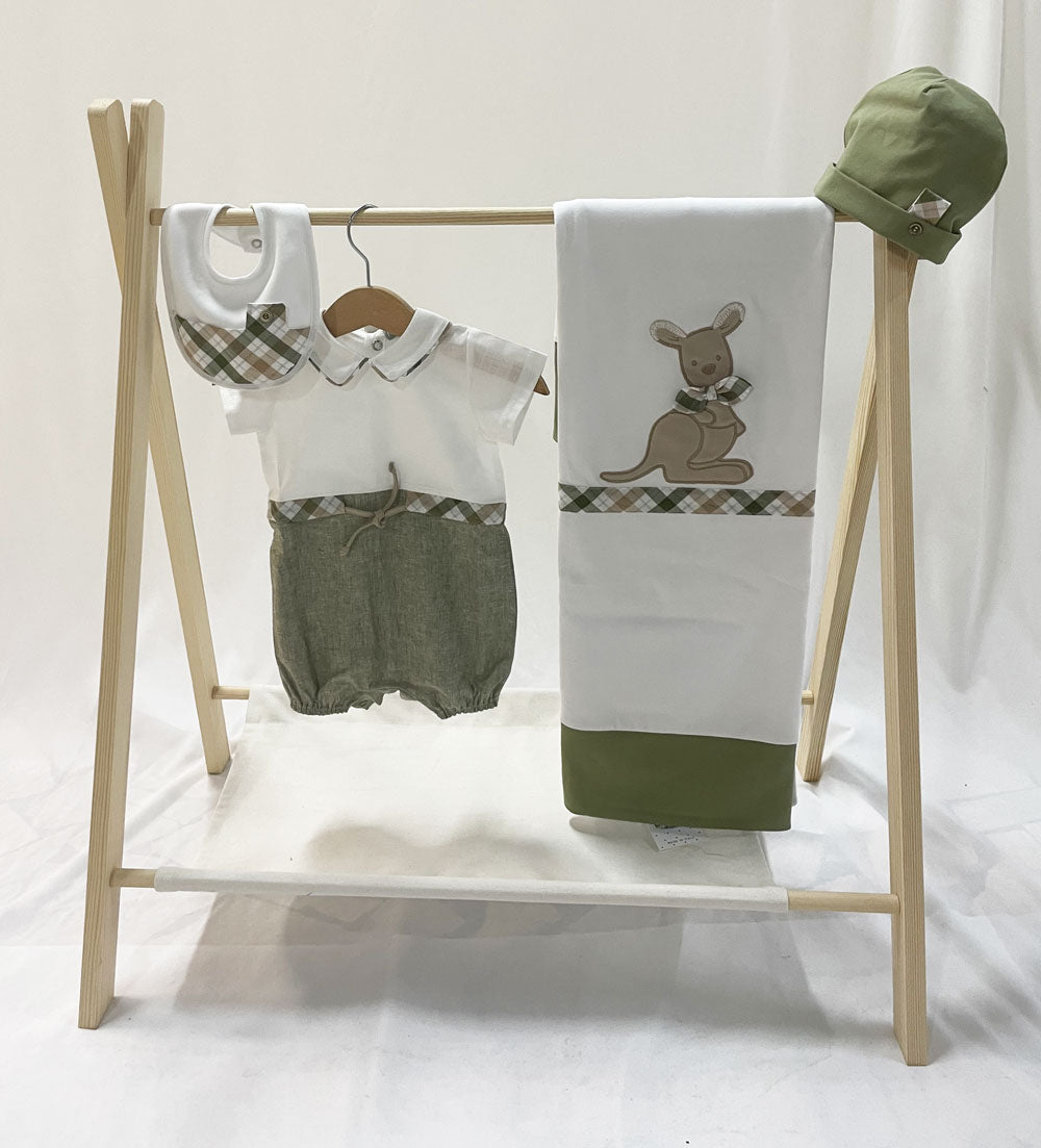 Baby Kangaroo Layette Le Chicche Cream and Green